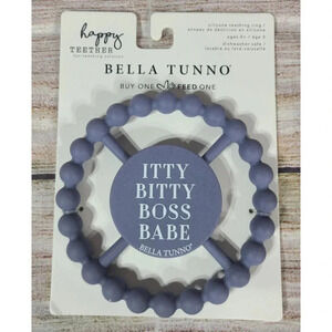 Bella Tunno Happy Teether Itty Bitty Boss Babe Rubber Baby Toy Gray New